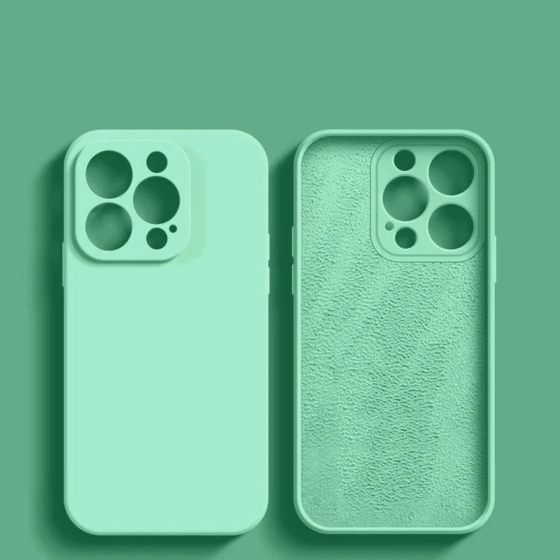 Luxury Original Liquid Silicone Case For iPhone 15 14 13 12 11 Pro Max Plus Soft Cases Shockproof Bumper Cover Phone Accessories - Slobuy