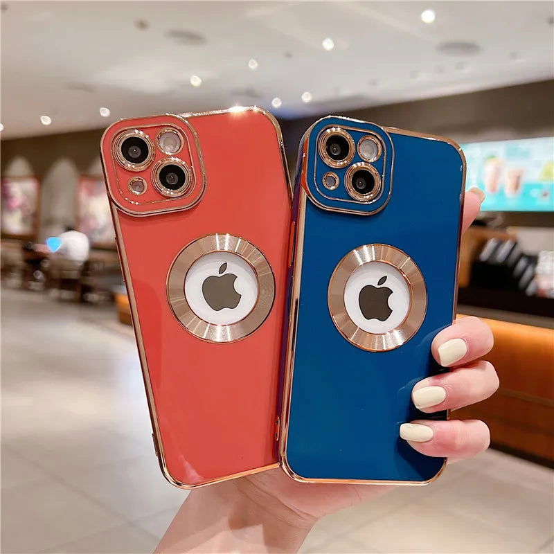 Luxury Plating Shockproof Case For iPhone 15 14 13 12 11 Pro Max Silicone Cover For Apple 14 15 Plus Coque Phone Accessories - Slobuy