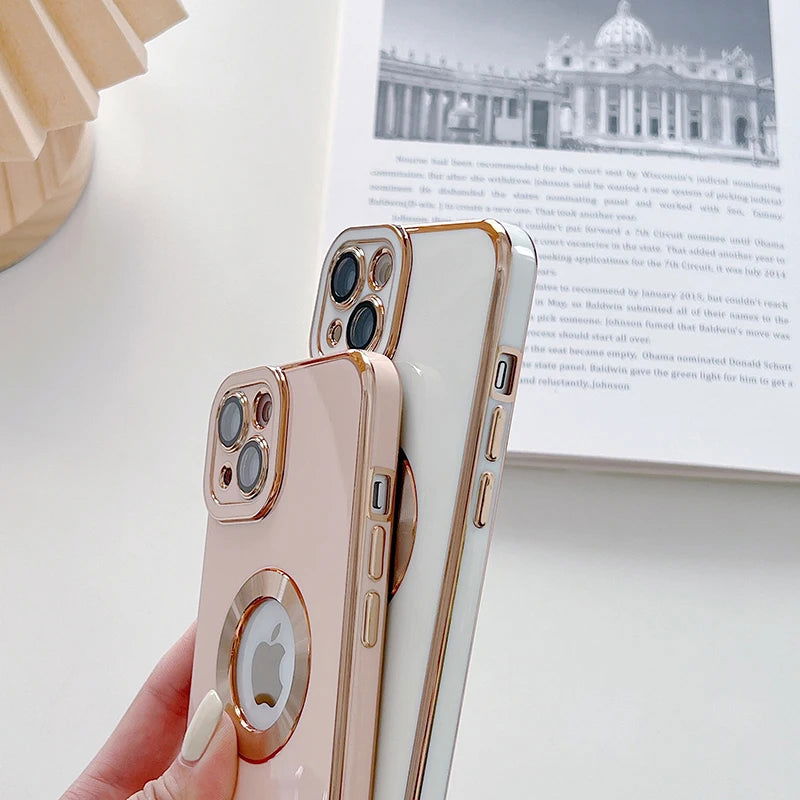 Luxury Plating Shockproof Case For iPhone 15 14 13 12 11 Pro Max Silicone Cover For Apple 14 15 Plus Coque Phone Accessories - Slobuy