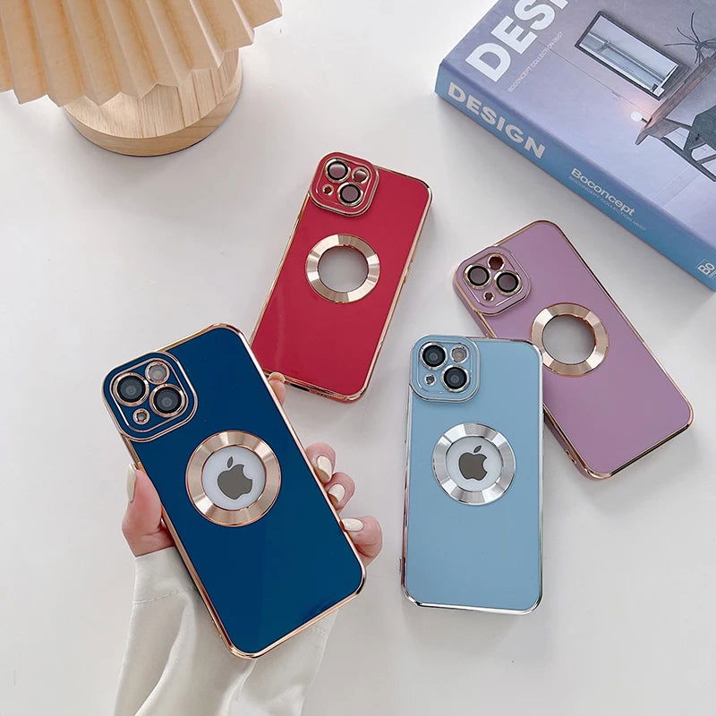 Luxury Plating Shockproof Case For iPhone 15 14 13 12 11 Pro Max Silicone Cover For Apple 14 15 Plus Coque Phone Accessories - Slobuy
