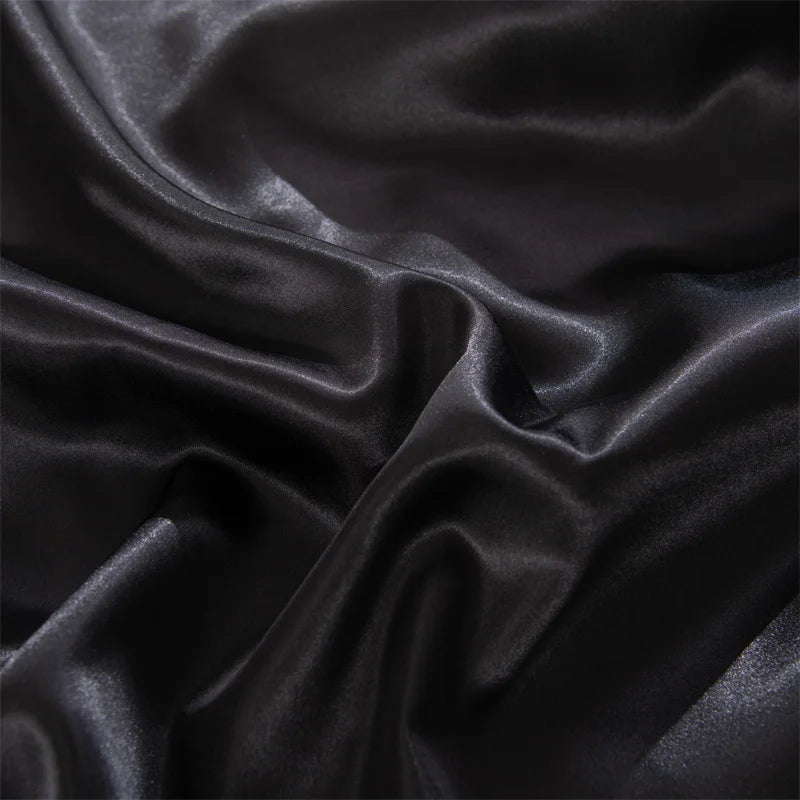 Luxury Satin Fitted Sheet High-End Solid Color Mattress Cover With Elastic Band Bed Sheet Rayon Fit Sheet - Slobuy