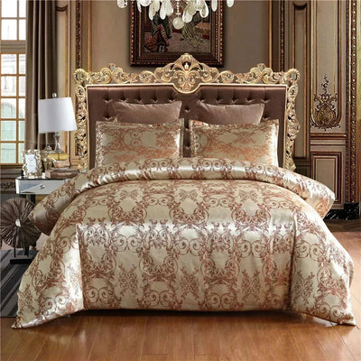 Luxury Satin Jacquard Single Double Duvet Cover Set King Size High End European Wedding Bedding Set Queen Size Quilt Cover Set - Slobuy