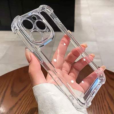 Luxury Shockproof Clear Phone Case For iPhone 15 14 13 12 11 Pro Max X XR XS 8 Plus Silicone Bumper Transparent Hard Back Cover - Slobuy