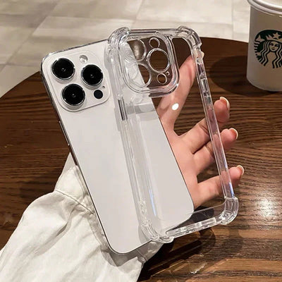 Luxury Shockproof Clear Phone Case For iPhone 15 14 13 12 11 Pro Max X XR XS XS Max Silicone Bumper Transparent Hard Back Cover - Slobuy