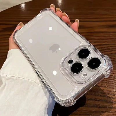 Luxury Shockproof Clear Phone Case For iPhone 15 14 13 12 11 Pro Max X XR XS XS Max Silicone Bumper Transparent Hard Back Cover - Slobuy