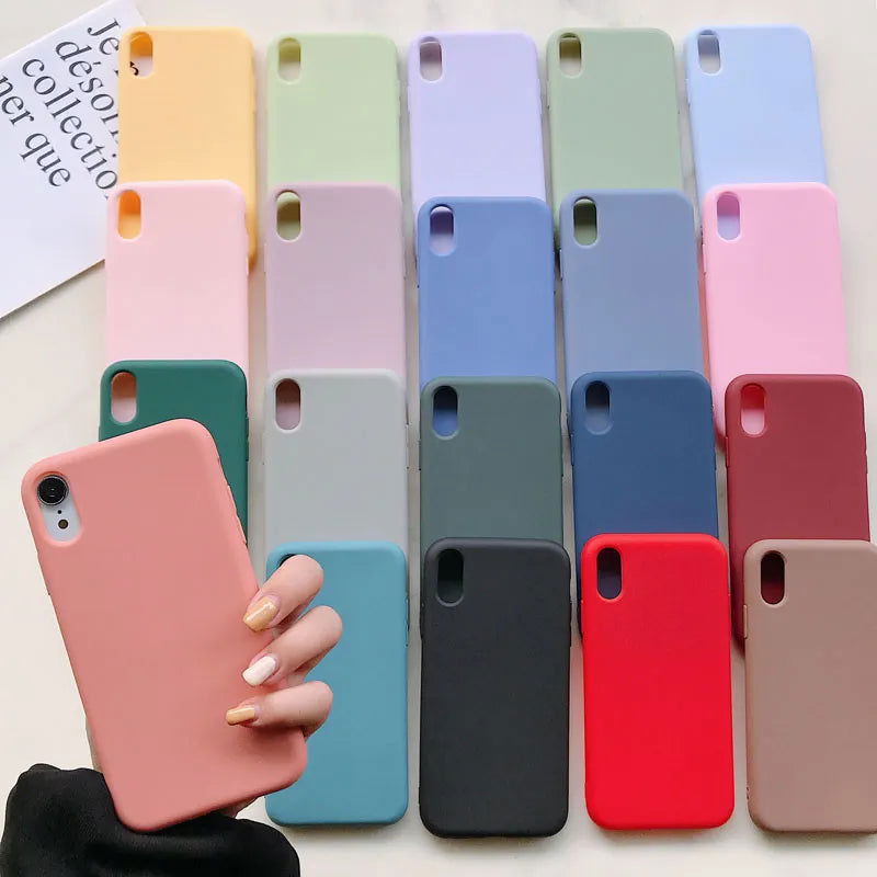 Luxury Silicone Phone Case for iPhone 11 13 12 Pro Max mini Soft Candy Cover for iPhone iPhone XR XS X 6 6S 7 8 Plus Cases - Slobuy