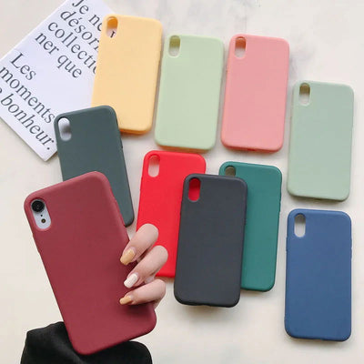 Luxury Silicone Phone Case for iPhone 11 13 12 Pro Max mini Soft Candy Cover for iPhone iPhone XR XS X 6 6S 7 8 Plus Cases - Slobuy
