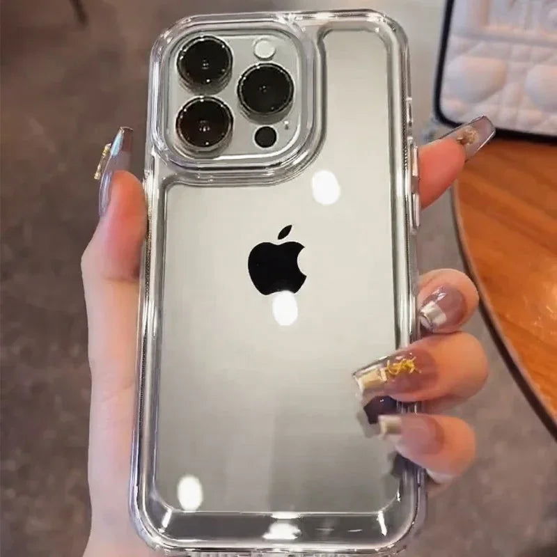 Luxury Silicone Transparent Shockproof Armo Case For iPhone 15 14 13 12 11 Pro Max 7 8 Plus XR XS X Phone Clear Protection Cover - Slobuy