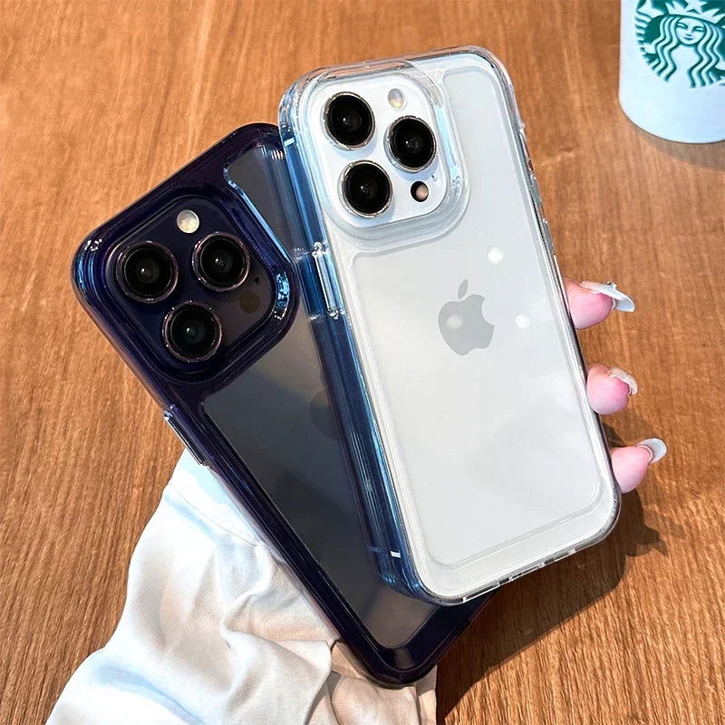 Luxury Silicone Transparent Shockproof Armo Case For iPhone 15 14 13 12 11 Pro Max 7 8 Plus XR XS X Phone Clear Protection Cover - Slobuy