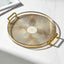 Luxury Storage Tray With Golden Handle Household Tea Dessert Fruit Storage Tray Living Room Kitchen Storage Plate Dinner Plate - Slobuy