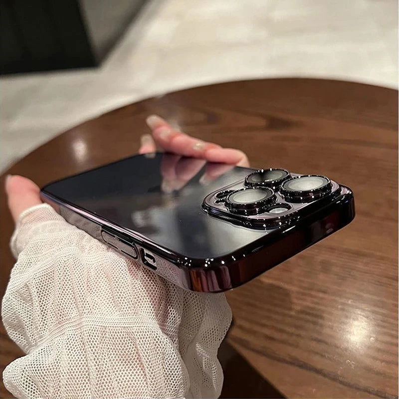 Luxury Transparent Plating Phone Case For iPhone 15 14 11 12 13 Pro Max 14 15 Plus Shockproof Cover Clear Soft Cases Accessories - Slobuy