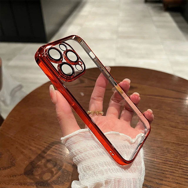 Luxury Transparent Plating Phone Case For iPhone 15 14 11 12 13 Pro Max 14 15 Plus Shockproof Cover Clear Soft Cases Accessories - Slobuy
