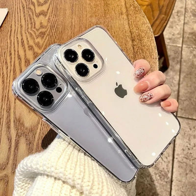 Luxury Transparent Soft Acrylic Phone Case For iPhone 15 14 13 12 11 Pro Max XS X XR 7 8 Plus Mini Shockproof Protective Cover - Slobuy