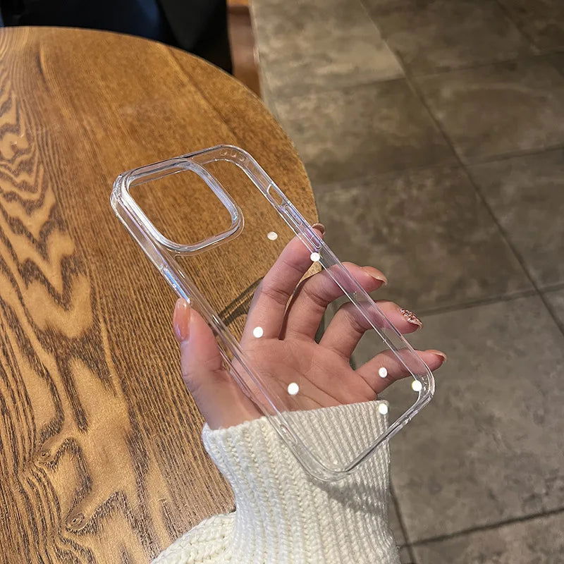 Luxury Transparent Soft Acrylic Phone Case For iPhone 15 14 13 12 11 Pro Max XS X XR 7 8 Plus Mini Shockproof Protective Cover - Slobuy