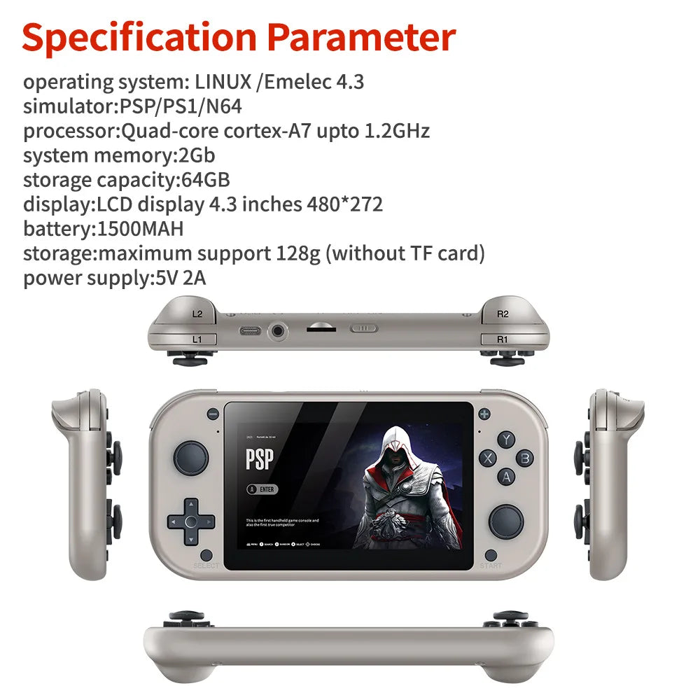 M17 Handheld Video Game Console 64G 128G Open Source Linux System 4.3inch Screen Portable Pocket Video Player Retro Gaming Conso - Slobuy