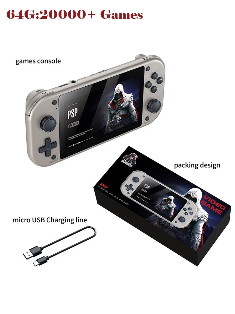 M17 Handheld Video Game Console 64G 128G Open Source Linux System 4.3inch Screen Portable Pocket Video Player Retro Gaming Conso - Slobuy