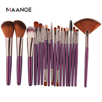 MAANGE 18Pcs Makeup Brushes Set Multifunctional Brush Powder Eyeshadow Make Up Brush With Portable PU Case Beauty Tools - Slobuy