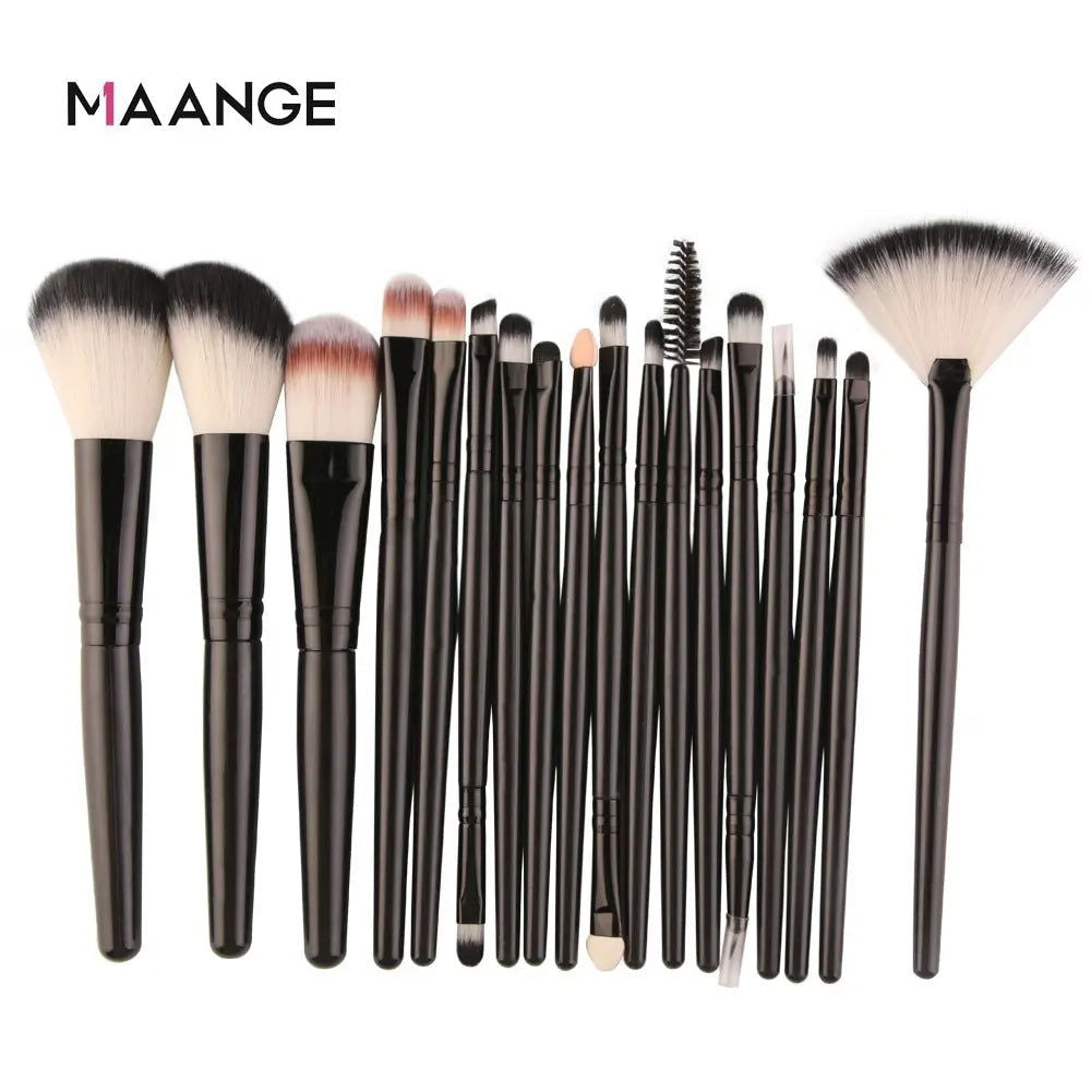 MAANGE 18Pcs Makeup Brushes Set Multifunctional Brush Powder Eyeshadow Make Up Brush With Portable PU Case Beauty Tools - Slobuy