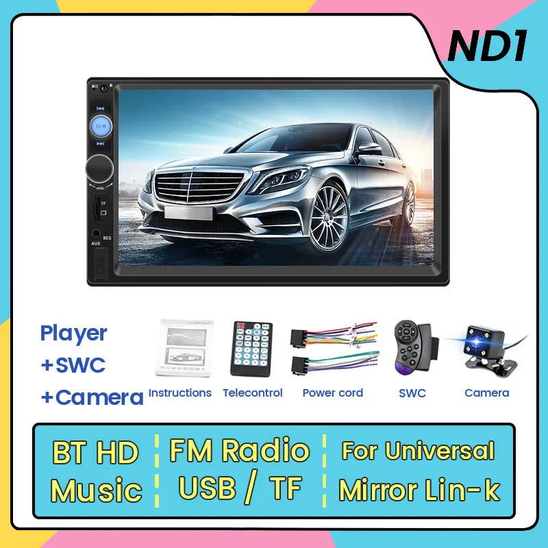 MEKEDE 2 Din MP5 Player Car Radio For Universal Autoradio Multimedia Player 2DIN Auto audio USB BT TF Card 7inch HD Touch Scree - Slobuy