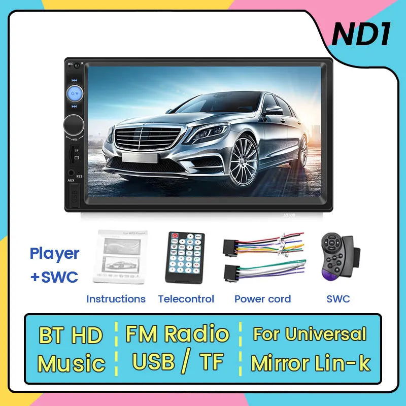 MEKEDE 2 Din MP5 Player Car Radio For Universal Autoradio Multimedia Player 2DIN Auto audio USB BT TF Card 7inch HD Touch Scree - Slobuy