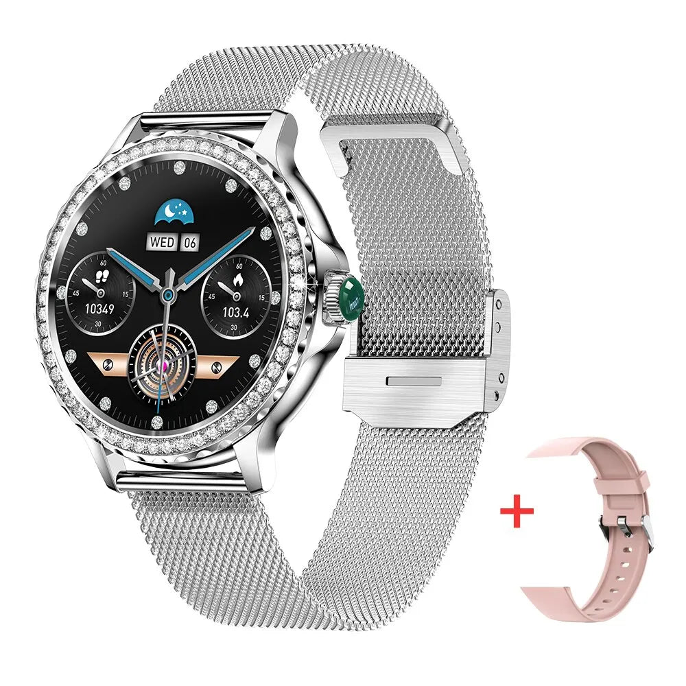 MELANDA Rosegold Smart Watch For Lady Bluetooth Call 100+Sports Mode Fitness Women Smartwatch DIY Dials For IOS Android NX19 - Slobuy