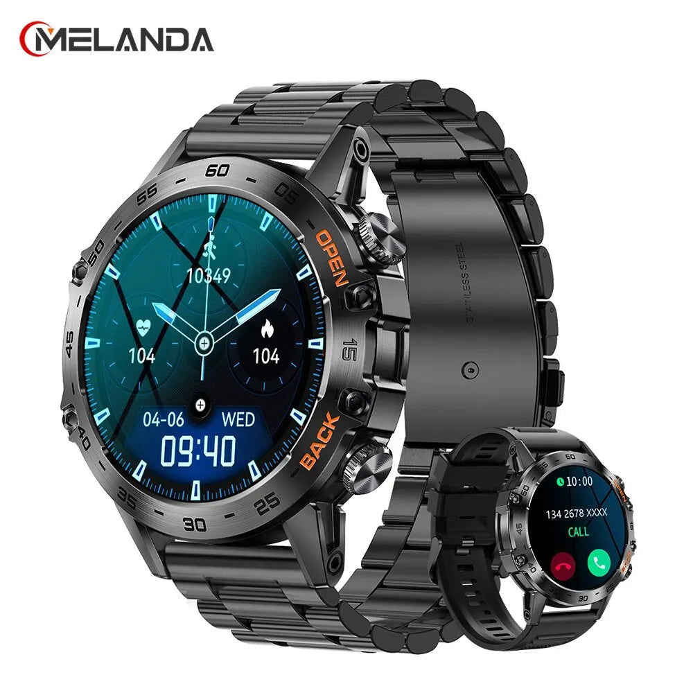 MELANDA Steel 1.39 Bluetooth Call Smart Watch Men Sports Fitness Tracker Watches IP67 Waterproof Smartwatch for Android IOS K52 - Slobuy