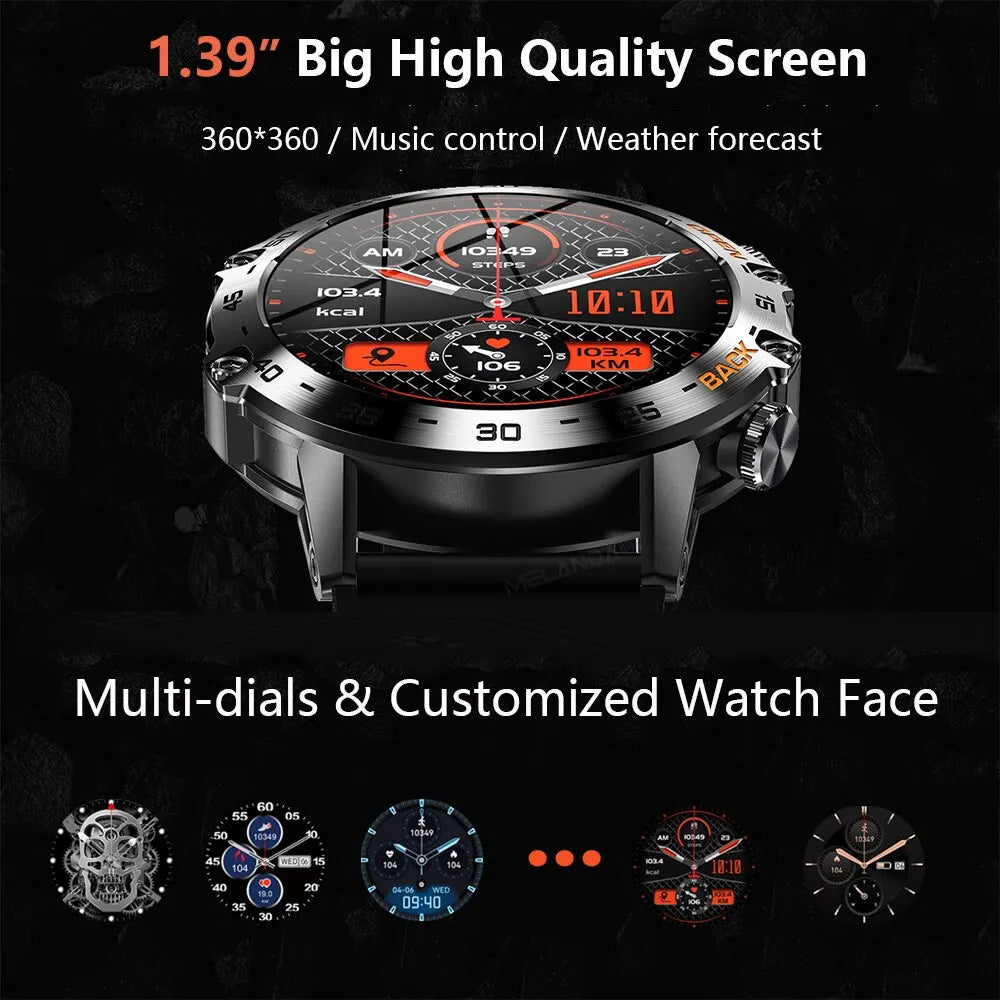 MELANDA Steel 1.39 Bluetooth Call Smart Watch Men Sports Fitness Tracker Watches IP67 Waterproof Smartwatch for Android IOS K52 - Slobuy