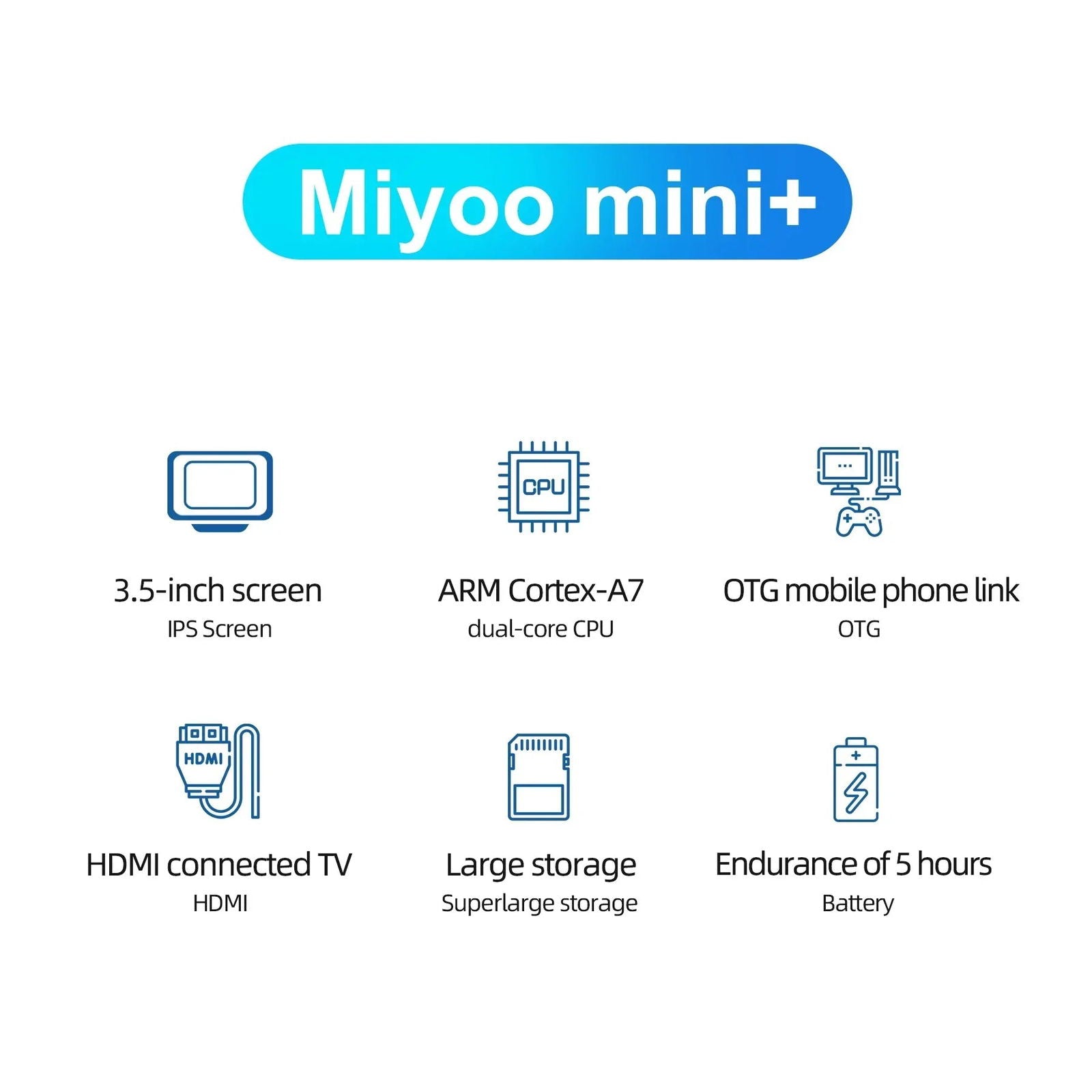 MIYOO MINI PLUS Portable Retro Handheld Video Game Console Linux System Classic Gaming Emulator 3.5 Inch IPS HD Screen Games V2 - Slobuy