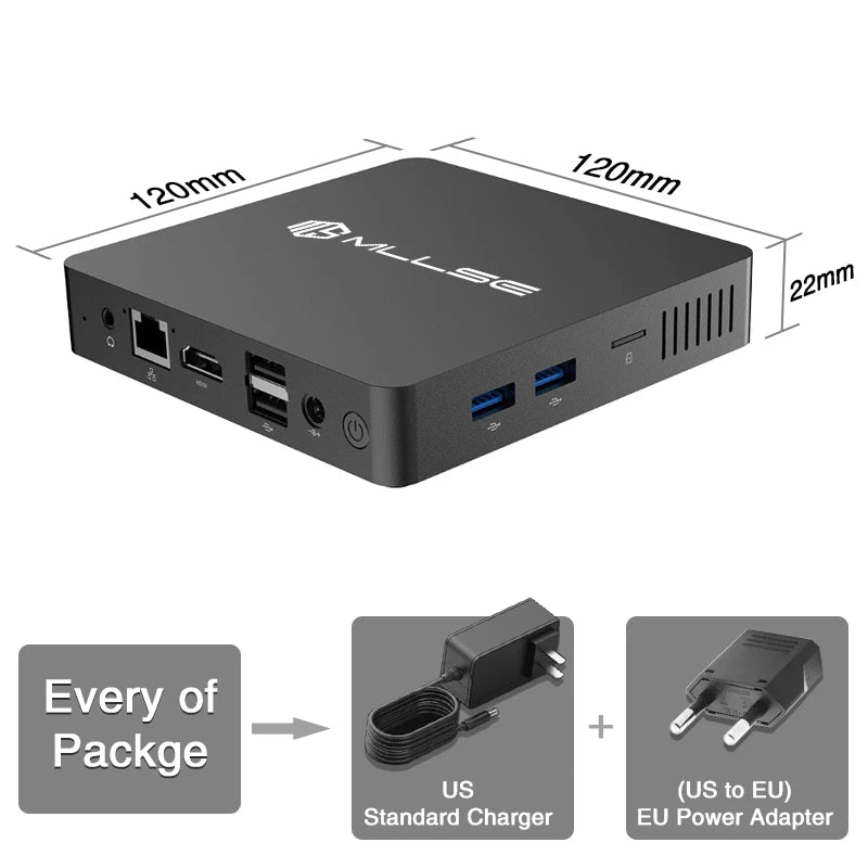 MLLSE M2 Mini PC Intel Celeron N3350 CPU 6G RAM 64G ROM USB3.0 Win10 WiFi Bluetooth 4.2 Desktop Portable Computer - Slobuy