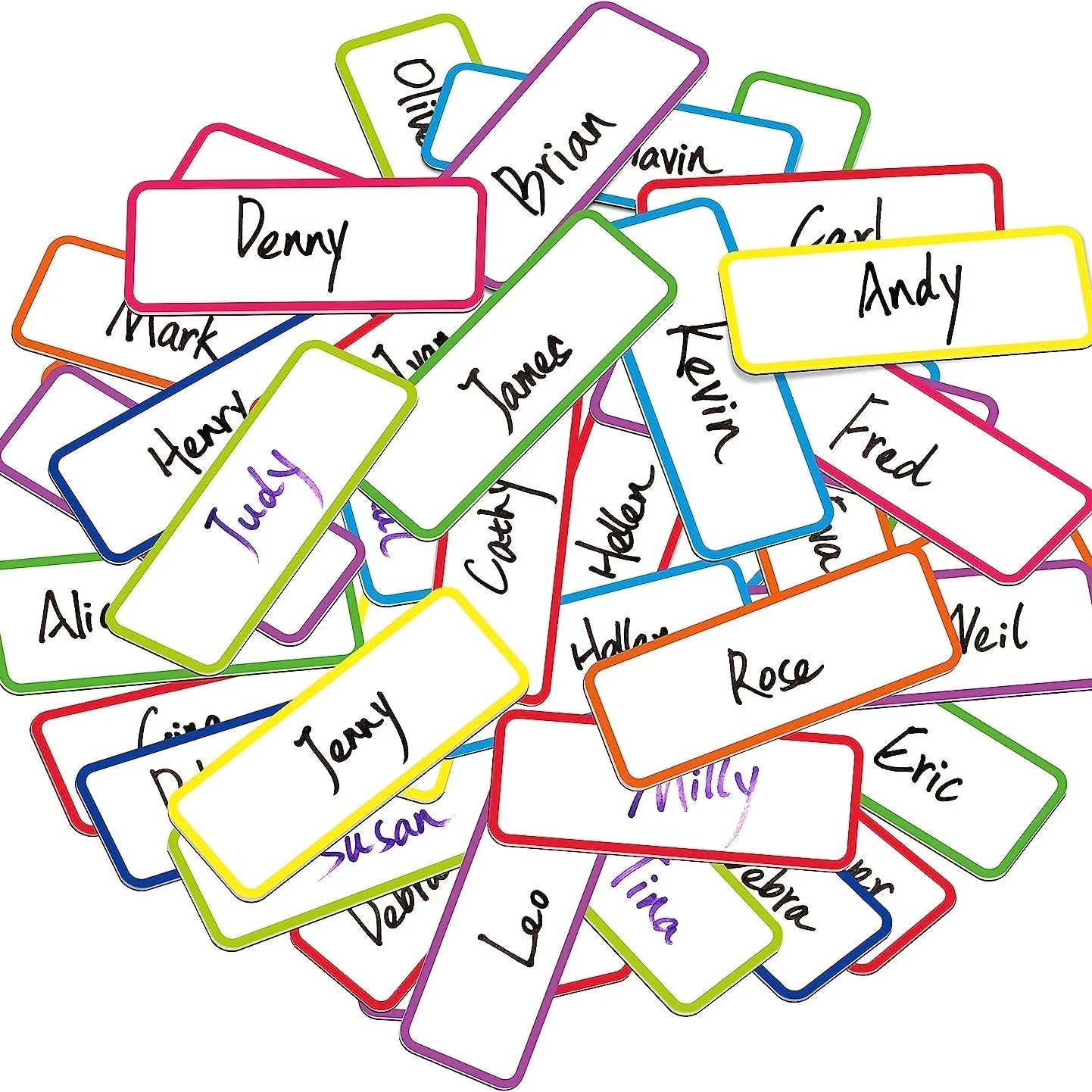 MOHAMM-Magnetic Dry Erase Name Tag Label, Reusable Plate Sticker, Whiteboards Locker, Fridge, School, Office, Home, 54 Pcs - Slobuy