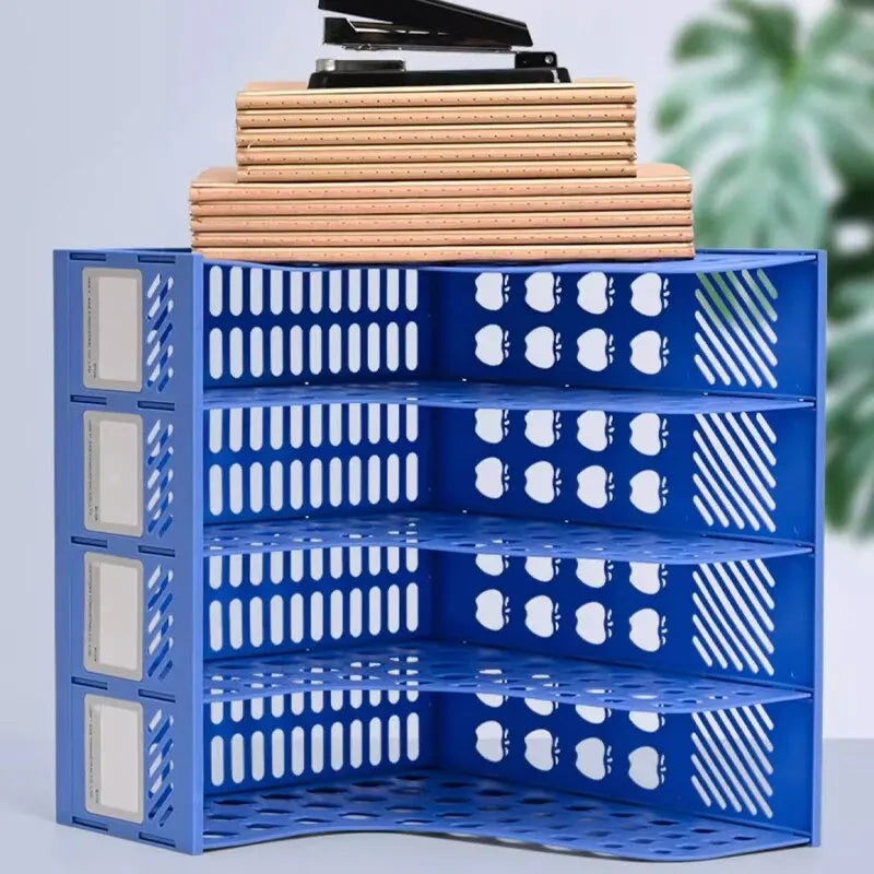 MOTARRO Magazine Container PP Material 4-section Magazine Holder Frame Assembly Desk Organizer Storage for Schools and Offices - Slobuy