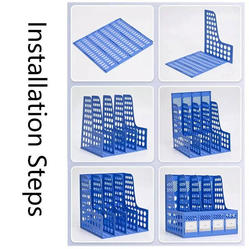 MOTARRO Magazine Container PP Material 4-section Magazine Holder Frame Assembly Desk Organizer Storage for Schools and Offices - Slobuy