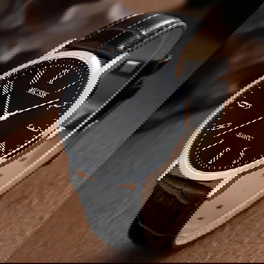 MSCXDK Brand 5pcs Black Quartz Watches Bracelet Men Business Casual Round Watch Life Tree PU Leather Bracelets Sets - Slobuy