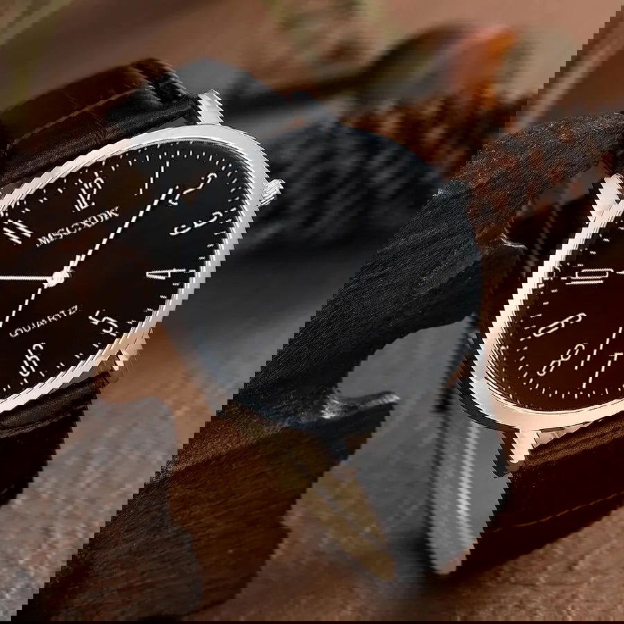 MSCXDK Brand 5pcs Black Quartz Watches Bracelet Men Business Casual Round Watch Life Tree PU Leather Bracelets Sets - Slobuy