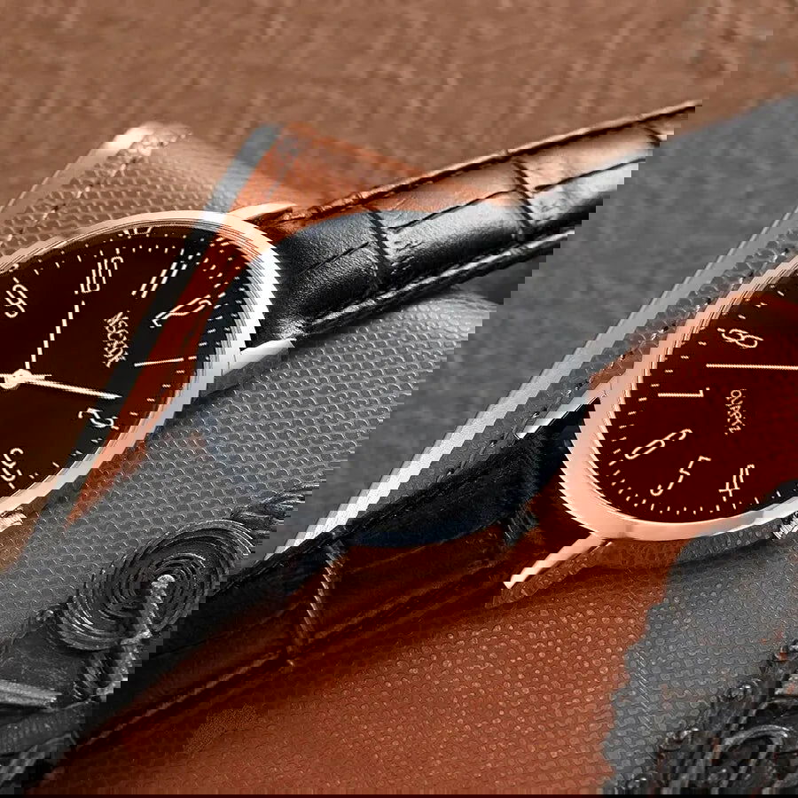 MSCXDK Brand 5pcs Black Quartz Watches Bracelet Men Business Casual Round Watch Life Tree PU Leather Bracelets Sets - Slobuy