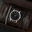 MSCXDK Brand 5pcs Black Quartz Watches Bracelet Men Business Casual Round Watch Life Tree PU Leather Bracelets Sets - Slobuy