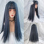 MSIWIGS Women's Synthetic Cosplay Lolita Wigs With Cut Bang Blue Pink Blonde Red Long Straight Hair For Party Lady Girl - Slobuy