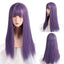 MSIWIGS Women's Synthetic Cosplay Lolita Wigs With Cut Bang Blue Pink Blonde Red Long Straight Hair For Party Lady Girl - Slobuy