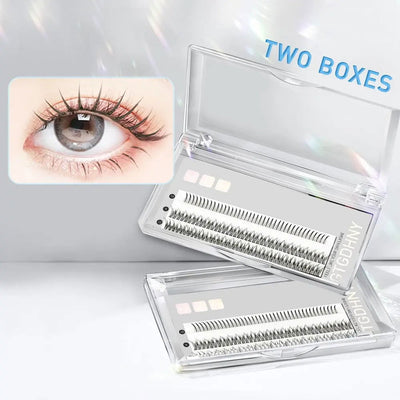 Two Boxes DIY Lashes A/M Shape Spikes Cluster Eyelash Extension FishTail Mix 3D Heat Bonded False Individual Makeup Premade Fan - Slobuy