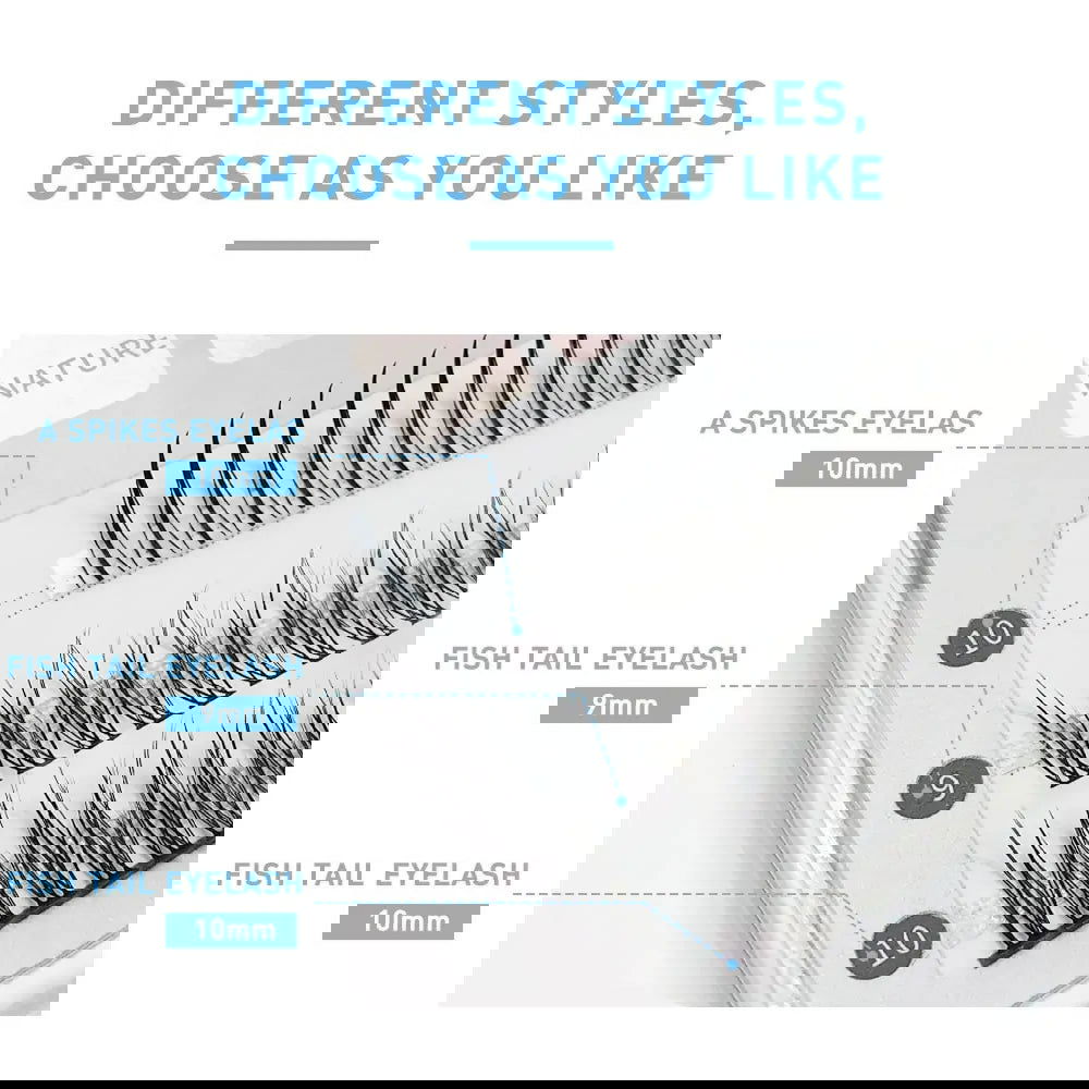 Two Boxes DIY Lashes A/M Shape Spikes Cluster Eyelash Extension FishTail Mix 3D Heat Bonded False Individual Makeup Premade Fan - Slobuy