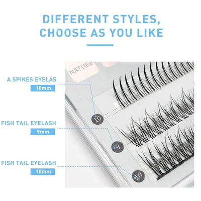 Two Boxes DIY Lashes A/M Shape Spikes Cluster Eyelash Extension FishTail Mix 3D Heat Bonded False Individual Makeup Premade Fan - Slobuy