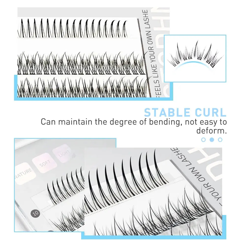 Two Boxes DIY Lashes A/M Shape Spikes Cluster Eyelash Extension FishTail Mix 3D Heat Bonded False Individual Makeup Premade Fan - Slobuy