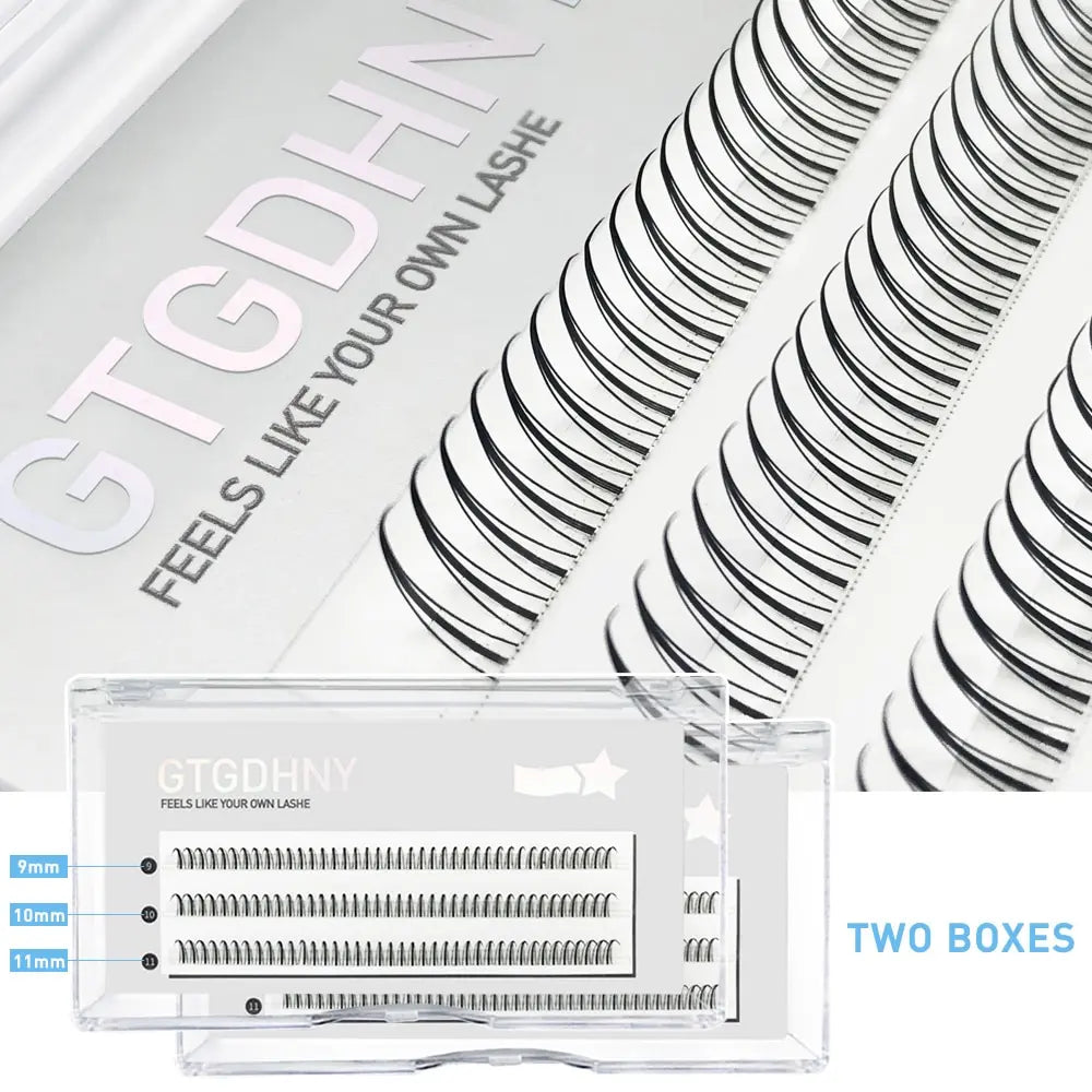 Two Boxes DIY Lashes A/M Shape Spikes Cluster Eyelash Extension FishTail Mix 3D Heat Bonded False Individual Makeup Premade Fan - Slobuy