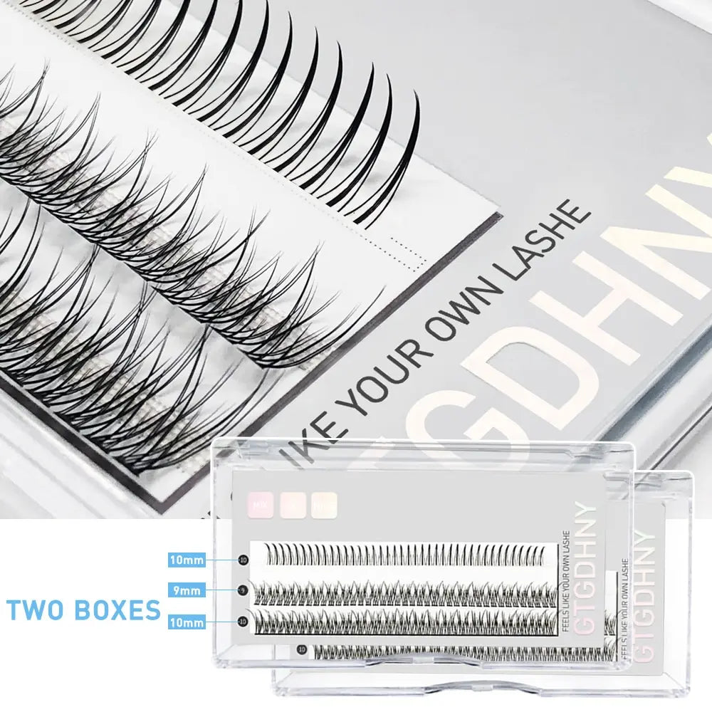 Two Boxes DIY Lashes A/M Shape Spikes Cluster Eyelash Extension FishTail Mix 3D Heat Bonded False Individual Makeup Premade Fan - Slobuy