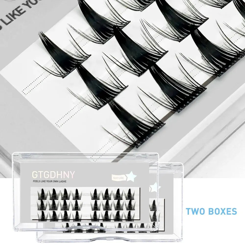 Two Boxes DIY Lashes A/M Shape Spikes Cluster Eyelash Extension FishTail Mix 3D Heat Bonded False Individual Makeup Premade Fan - Slobuy