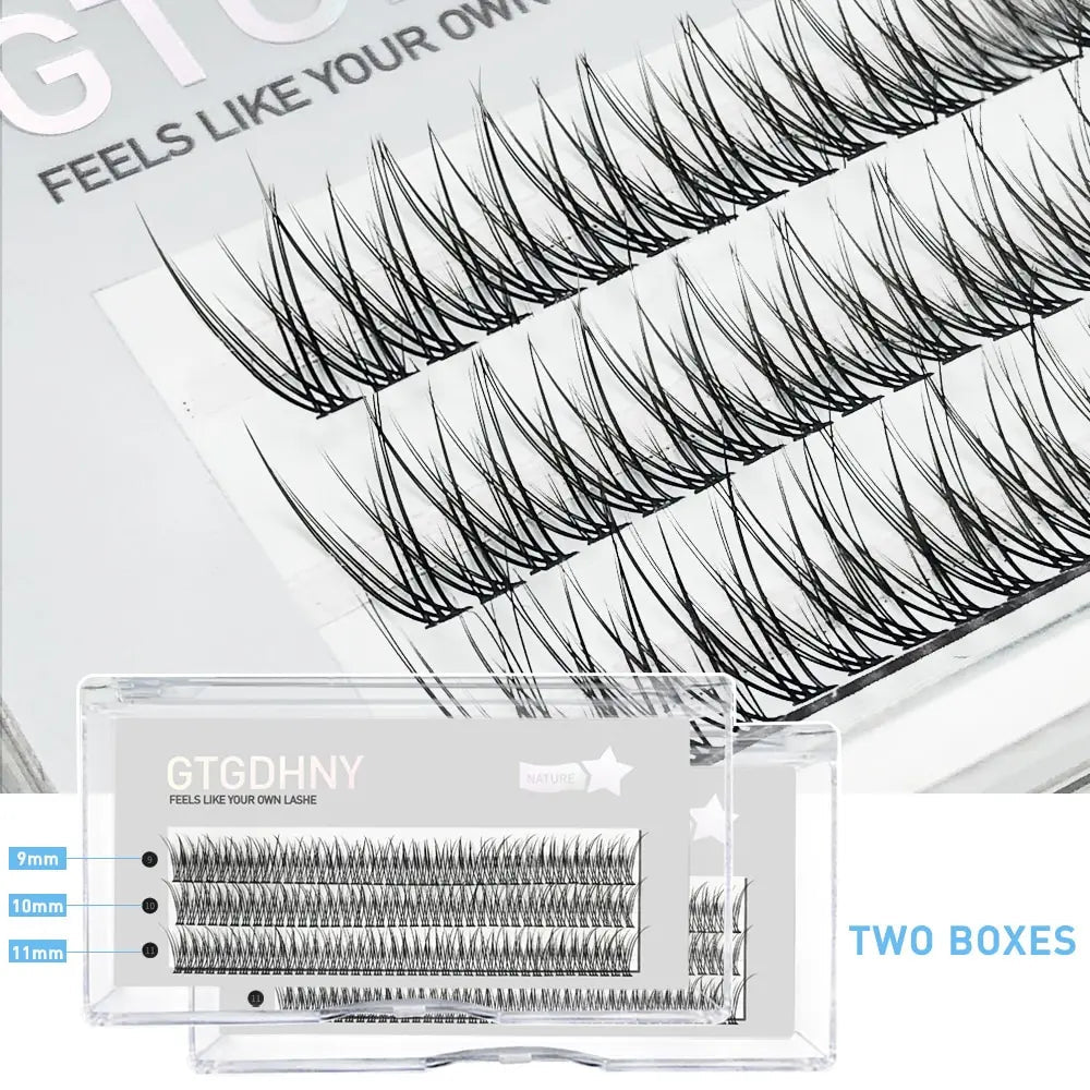 Two Boxes DIY Lashes A/M Shape Spikes Cluster Eyelash Extension FishTail Mix 3D Heat Bonded False Individual Makeup Premade Fan - Slobuy