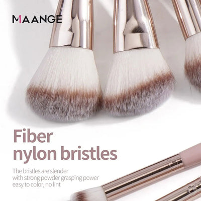 Maange 9Pcs Foundation Makeup Brush Set Cosmetic Powder Highlighter Eyeshadow Blending Beauty Tools Dense Soft Bristle Brushes - Slobuy