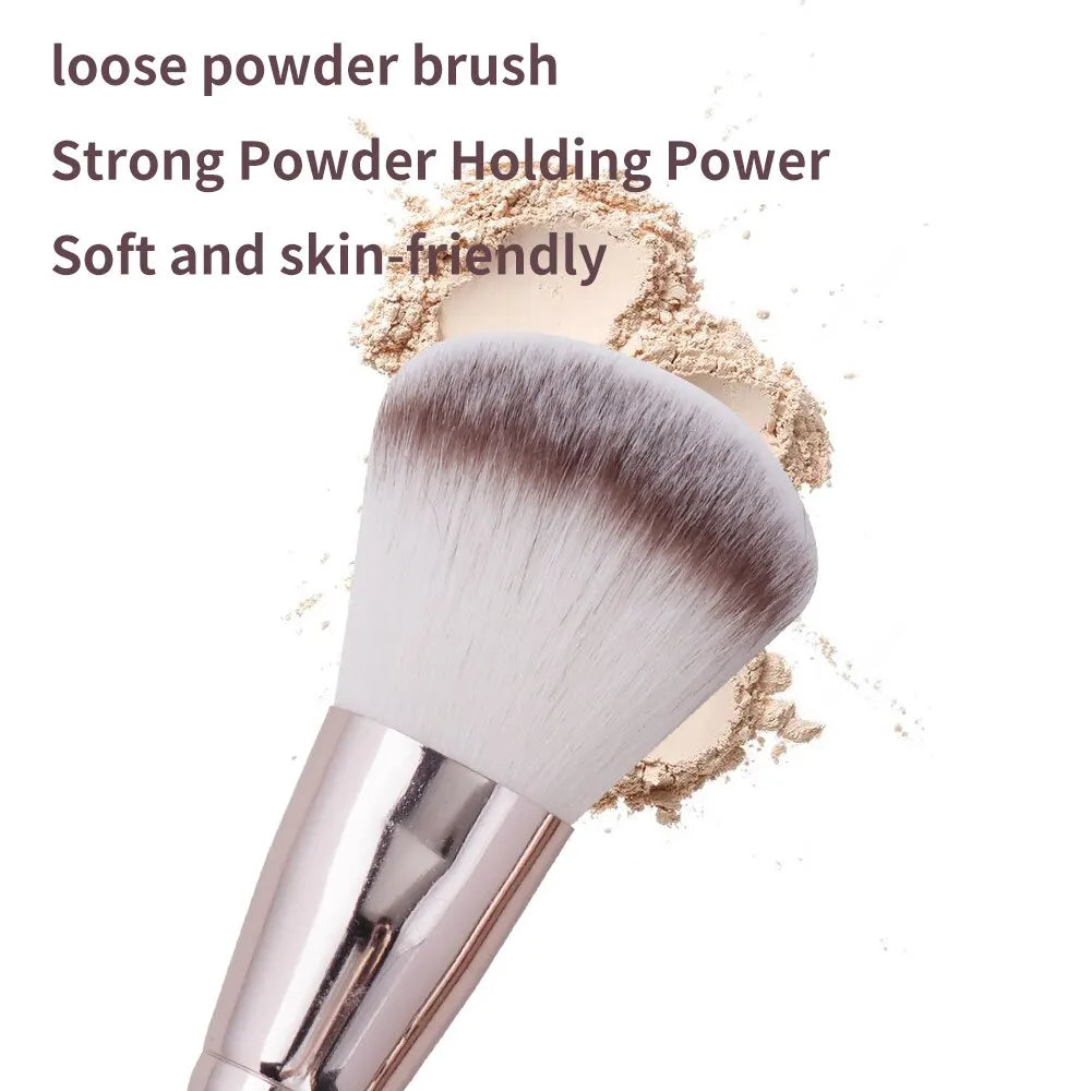 Maange 9Pcs Foundation Makeup Brush Set Cosmetic Powder Highlighter Eyeshadow Blending Beauty Tools Dense Soft Bristle Brushes - Slobuy