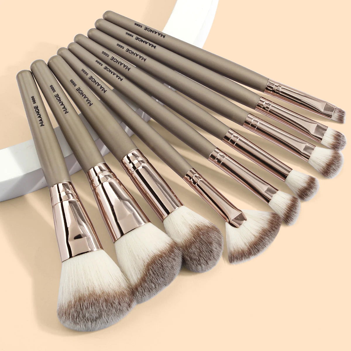 Maange 9Pcs Foundation Makeup Brush Set Cosmetic Powder Highlighter Eyeshadow Blending Beauty Tools Dense Soft Bristle Brushes - Slobuy