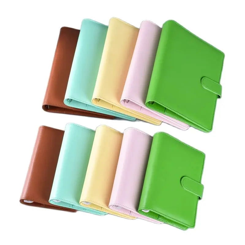 Macaroon Color A6/A5 PU Leather DIY Binder Notebook Cover Diary Agenda Planner Paper Cover School Stationery - Slobuy